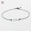 Three Pearl Black Leather Necklace Choker Necklace Women Leather Pearl Choker W118
