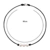 Three Pearl Black Leather Necklace Choker Necklace Women Leather Pearl Choker W118