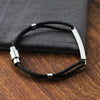 Three-dimensional stick engaving leather bracelet personalized customization stainless steel simple gift for him