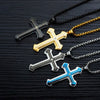 Three-layer cross bible necklace titanium steel casual men's faith necklace jewelry
