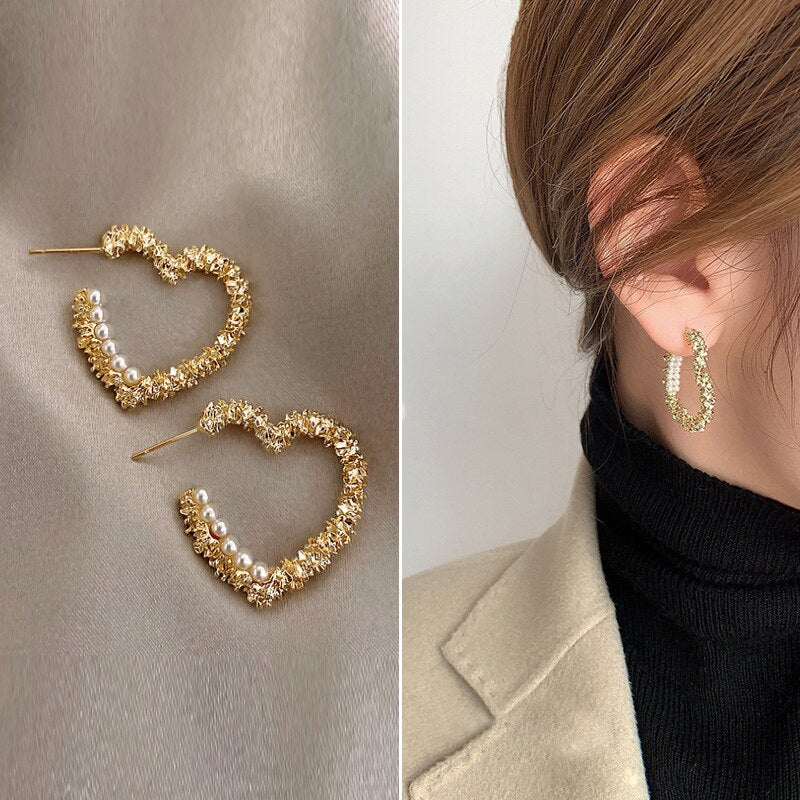 Three-ring Hoop Earrings For Women Modern Gold Color Circle Earring 2023 Trendy Korean Jewelry boucle oreille femme