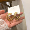 Three-ring Hoop Earrings For Women Modern Gold Color Circle Earring 2023 Trendy Korean Jewelry boucle oreille femme