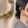 Three-ring Hoop Earrings For Women Modern Gold Color Circle Earring 2023 Trendy Korean Jewelry boucle oreille femme