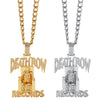 Throne Man Cool Necklace Sitting Person Big Pendant Rhinestone Inlaid Long Chain Necklaces Hip-Hop Rock Style Jewelry for Men