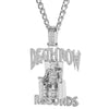 Throne Man Cool Necklace Sitting Person Big Pendant Rhinestone Inlaid Long Chain Necklaces Hip-Hop Rock Style Jewelry for Men