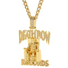 Throne Man Cool Necklace Sitting Person Big Pendant Rhinestone Inlaid Long Chain Necklaces Hip-Hop Rock Style Jewelry for Men