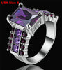 Luxury Wedding black pink Stone Rings with Big Square Zircon Silver Black Color Ring Large Design Jewelry Women Gift