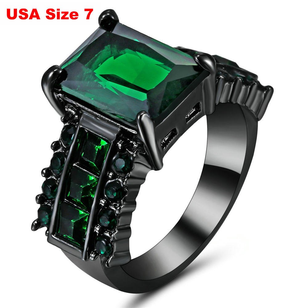 Luxury Wedding black pink Stone Rings with Big Square Zircon Silver Black Color Ring Large Design Jewelry Women Gift