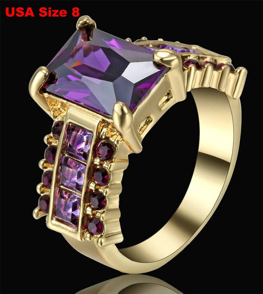 Luxury Wedding black pink Stone Rings with Big Square Zircon Silver Black Color Ring Large Design Jewelry Women Gift