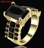 Luxury Wedding black pink Stone Rings with Big Square Zircon Silver Black Color Ring Large Design Jewelry Women Gift