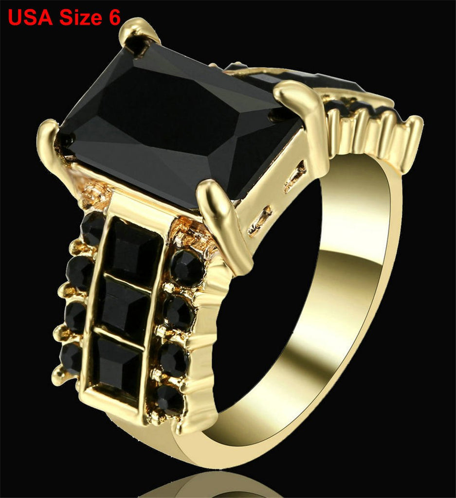 Luxury Wedding black pink Stone Rings with Big Square Zircon Silver Black Color Ring Large Design Jewelry Women Gift