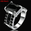 Luxury Wedding black pink Stone Rings with Big Square Zircon Silver Black Color Ring Large Design Jewelry Women Gift