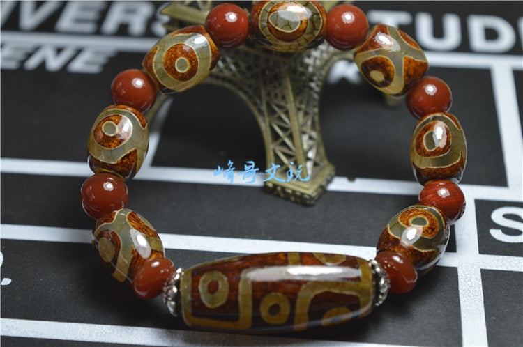 Tibet Natural Genuine Nine eyes and Three Eyes Bracelets Tibetan Pear Bracelet jewelry Precious Beads men and women Bracelets