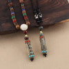Tibetan Buddhist Handmade Simple Rope Chain Mantra Sign Six Words Pendant Necklace Buddhism Three Eyes Dzi Beads Amulet Necklace