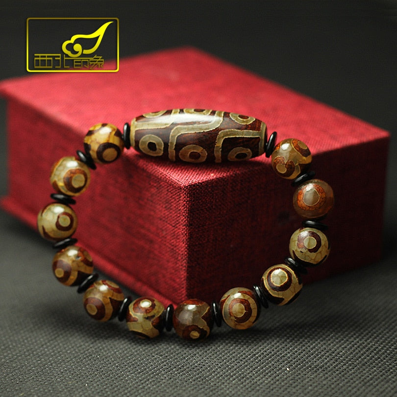 Tibetan Dzi Beads Bracelet Ethnic Style Great Quality Nine eyes and Three eyes Natural Stone Materials