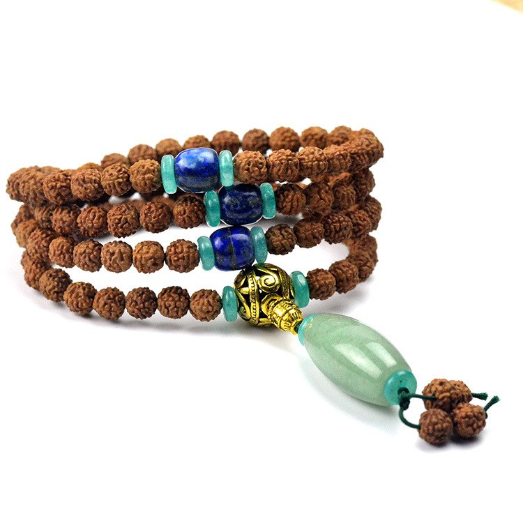 Tibetan KingKong Bodhi Beads 108 Rosary 7-8mm Round Bracelets Rudraksha Bodhi Seeds Buddha Prayer Wood Japa Mala Drop Shipping