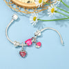 Tibetan Silver Love Heart Charm Bracelet For Women Wife Silver Color I LOVE YOU Crystal Beads Bracelets &amp; Bangle Pulsera Jewelry