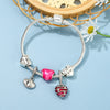 Tibetan Silver Love Heart Charm Bracelet For Women Wife Silver Color I LOVE YOU Crystal Beads Bracelets &amp; Bangle Pulsera Jewelry