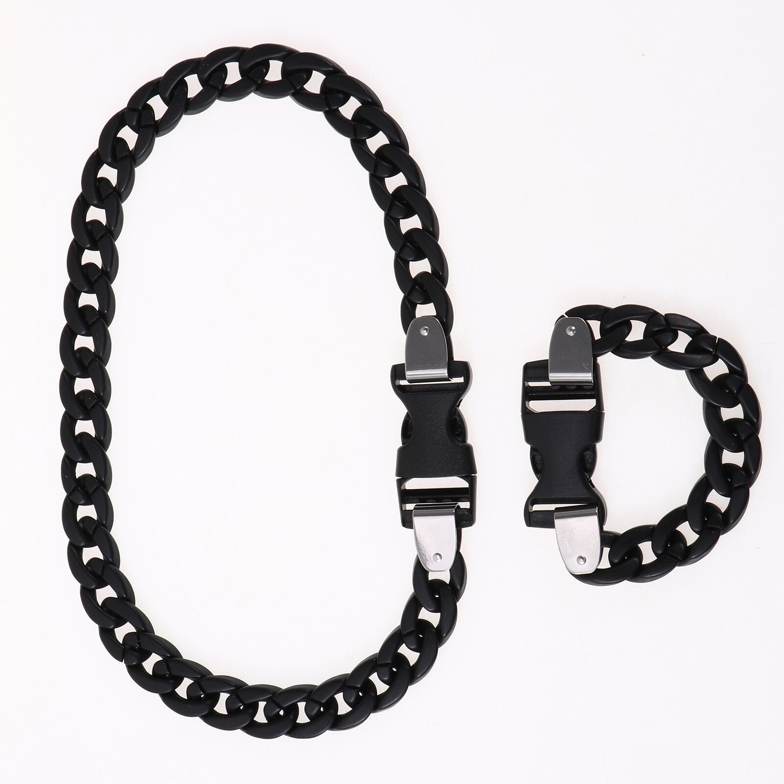 Tide Brand Men and Women The Same Transparent Motorcycle Style Acrylic Metal Buckle Rock Chain Necklace Couples Hiphop Bracelet