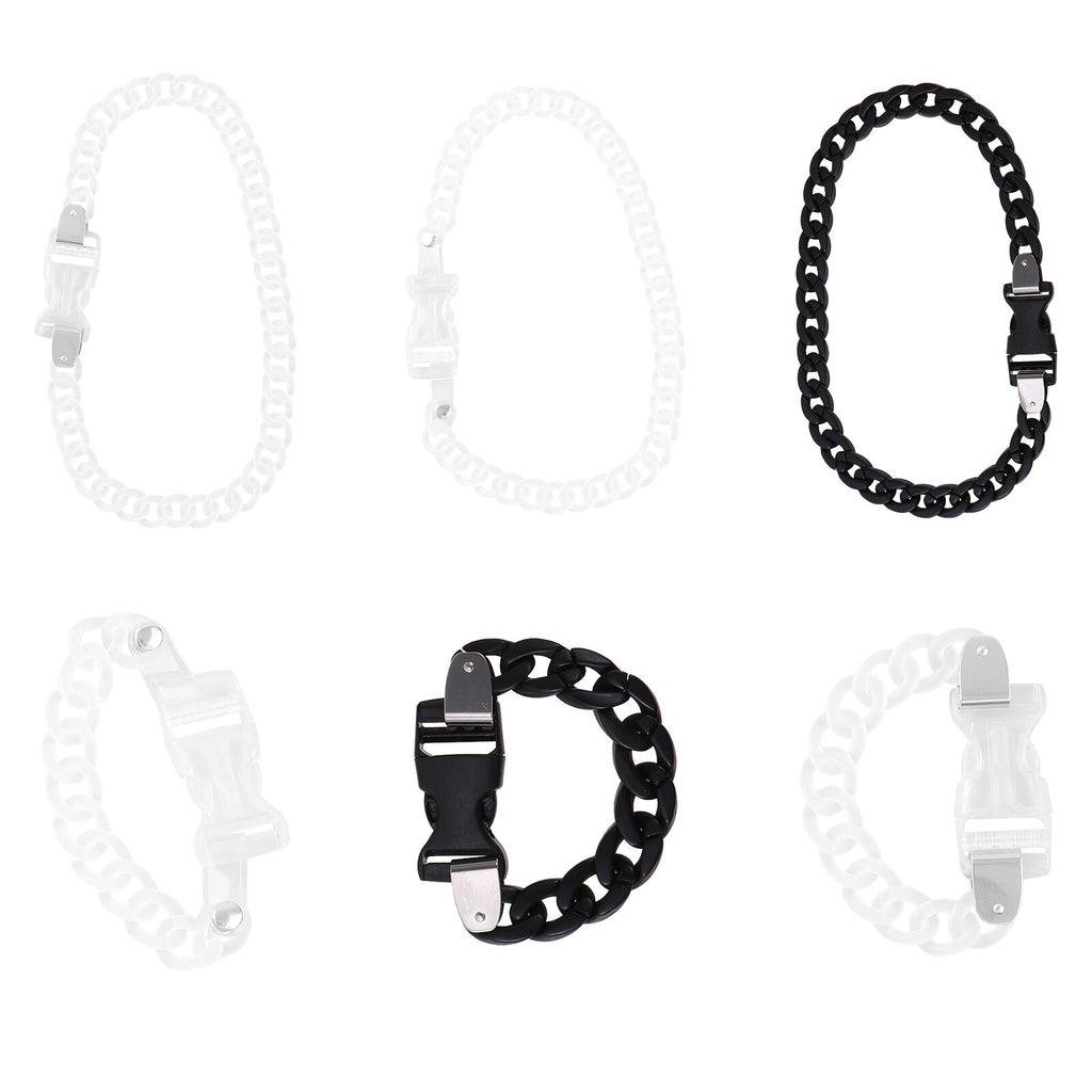 Tide Brand Men and Women The Same Transparent Motorcycle Style Acrylic Metal Buckle Rock Chain Necklace Couples Hiphop Bracelet