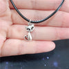 Tiny Cat Charm Choker Necklace, Cat Black Leather Choker, Amimal Pendant, Pet Necklace, Gift for Girls Women
