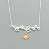 Tiny Cute Bird Necklace Women Nature Jewelry Sparrow Hanging Under Branch Leaf Necklace Stainless Steel Bijoux Femme