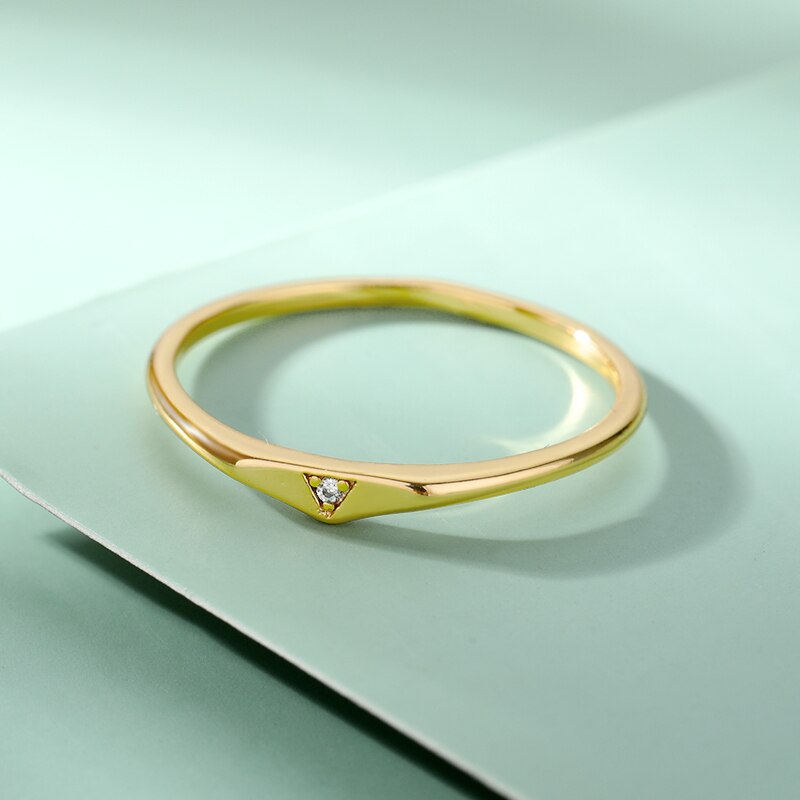 Tiny Cute Triangular Ring  Gold Color Rings For Women Vintage Wedding Band Zircon Jewelry Couple Gift bague femme