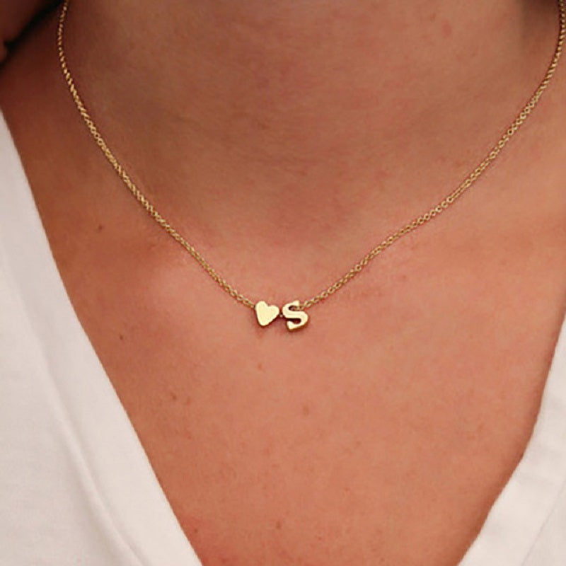 Tiny Heart Initial Necklace Personalized Letter Necklace Name Jewelry For Women Friend Lover Couple Necklace Choker Chocker neck