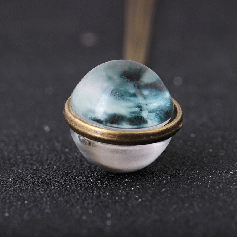 Tiny Moon Necklace Pendant Solar System Galaxy Space Full Moon Glass Dome Brass Necklace Planet Necklace, Moon Phase