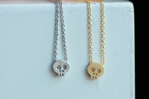 Tiny Sugar Skull Necklace Cute Skeleton Necklace Simple Animal Skull Face Head Necklaces for women UFO Alien pendant Jewelry