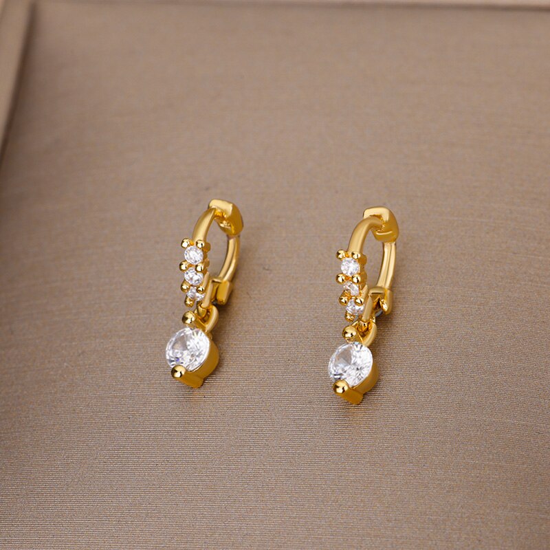Tiny Zircon Piercing Earrings for Women Stainless Steel Gold Color Hoop Earrings 2023 Trend Wedding Jewelry aretes de mujer