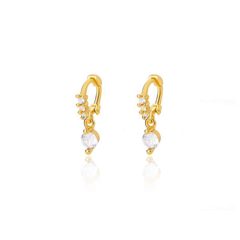 Tiny Zircon Piercing Earrings for Women Stainless Steel Gold Color Hoop Earrings 2023 Trend Wedding Jewelry aretes de mujer