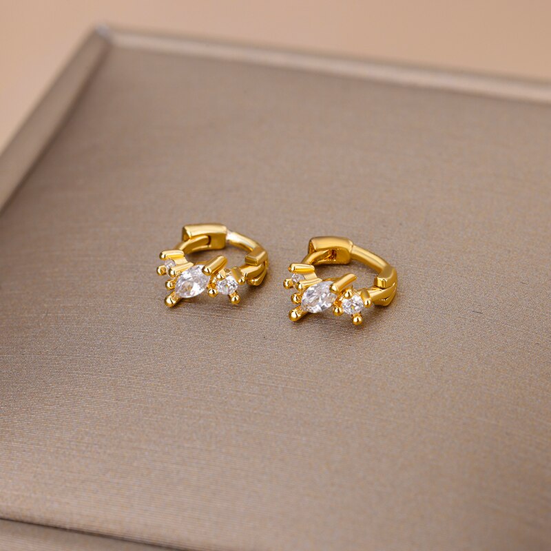 Tiny Zircon Piercing Earrings for Women Stainless Steel Gold Color Hoop Earrings 2023 Trend Wedding Jewelry aretes de mujer