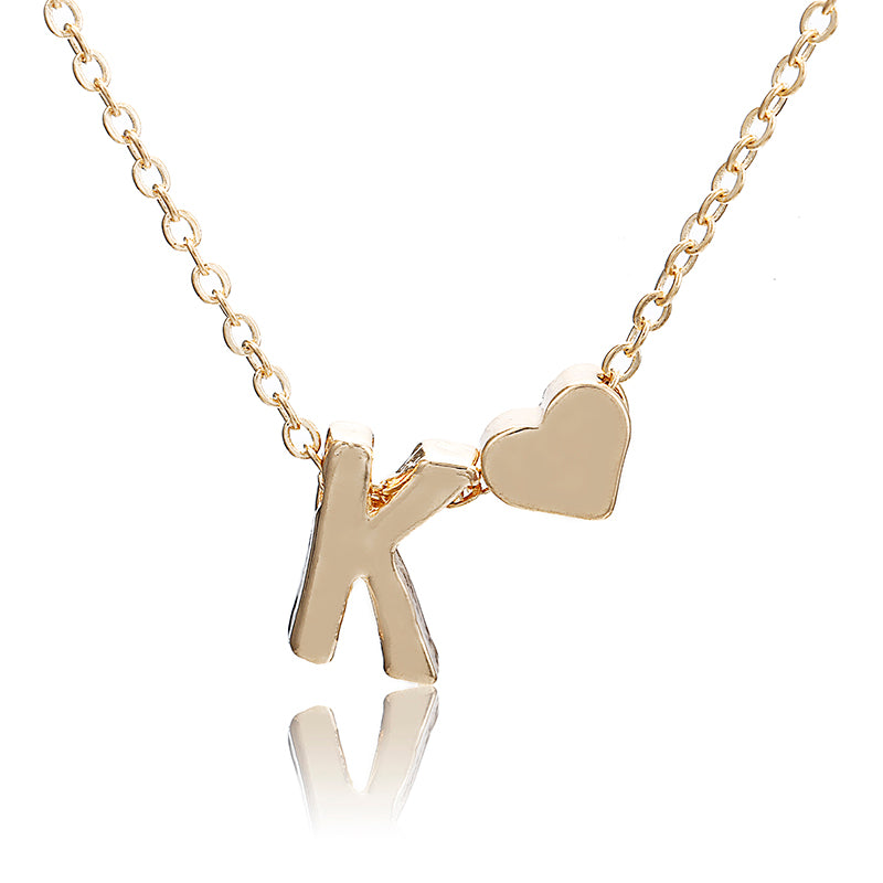 Tiny gold simple necklace letter A- gold color love heart necklace pendant for women girls Best birthday gift jewelry x6