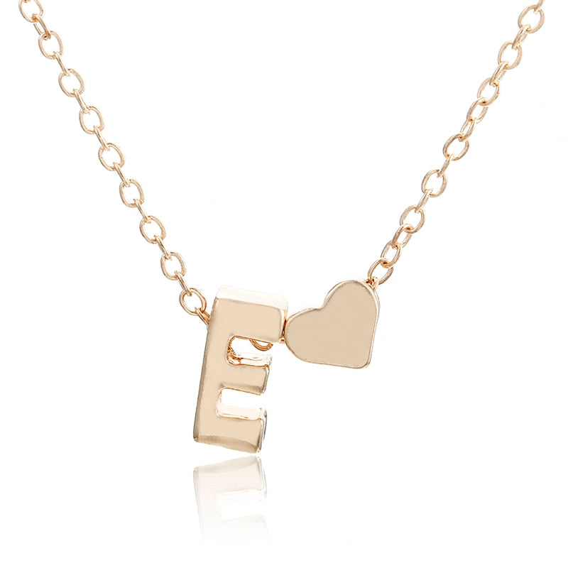 Tiny gold simple necklace letter A- gold color love heart necklace pendant for women girls Best birthday gift jewelry x6