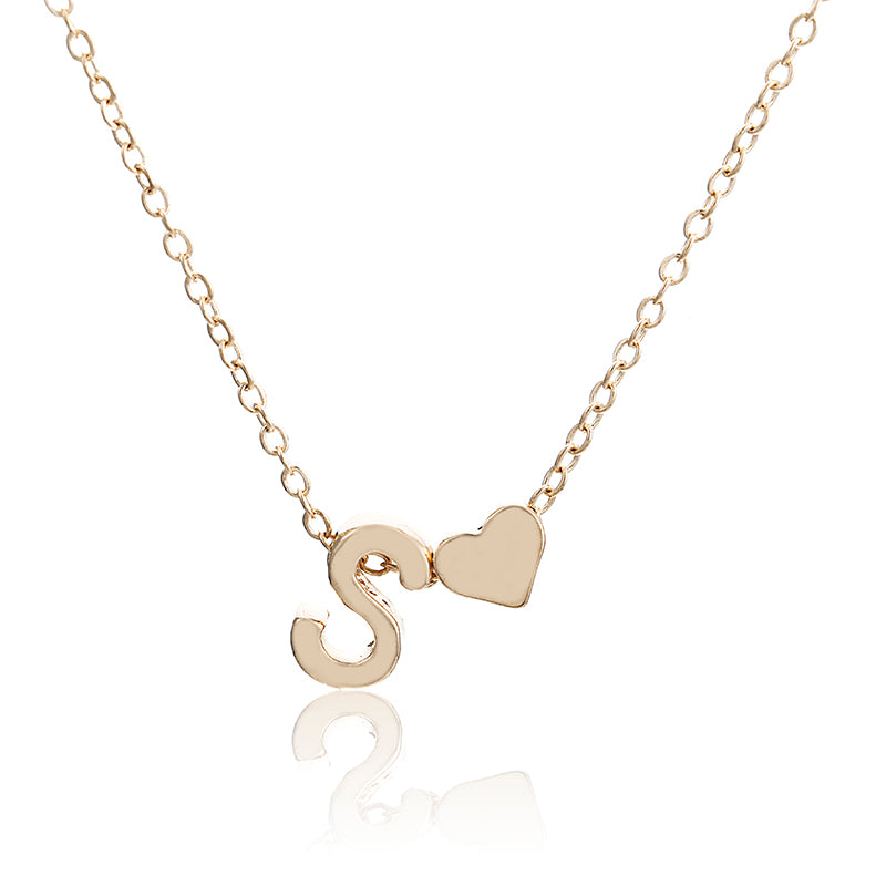 Tiny gold simple necklace letter A- gold color love heart necklace pendant for women girls Best birthday gift jewelry x6