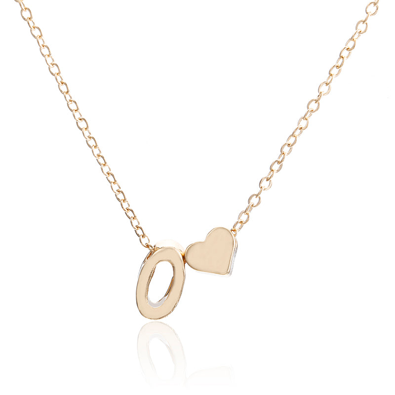 Tiny gold simple necklace letter A- gold color love heart necklace pendant for women girls Best birthday gift jewelry x6
