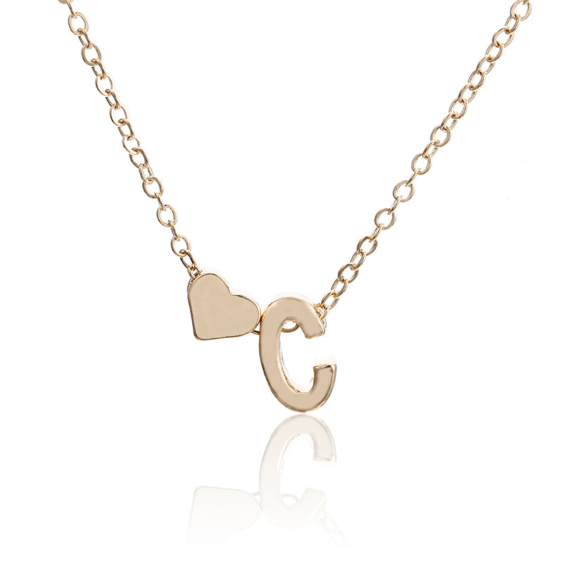 Tiny gold simple necklace letter A- gold color love heart necklace pendant for women girls Best birthday gift jewelry x6