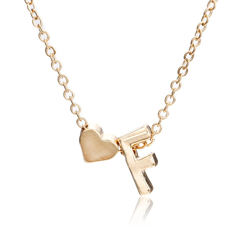 Tiny gold simple necklace letter A- gold color love heart necklace pendant for women girls Best birthday gift jewelry x6