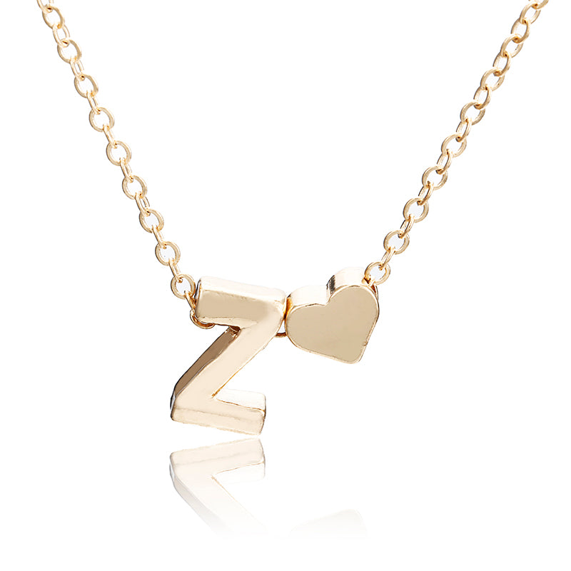 Tiny gold simple necklace letter A- gold color love heart necklace pendant for women girls Best birthday gift jewelry x6