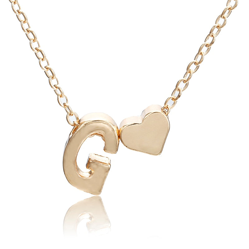 Tiny gold simple necklace letter A- gold color love heart necklace pendant for women girls Best birthday gift jewelry x6