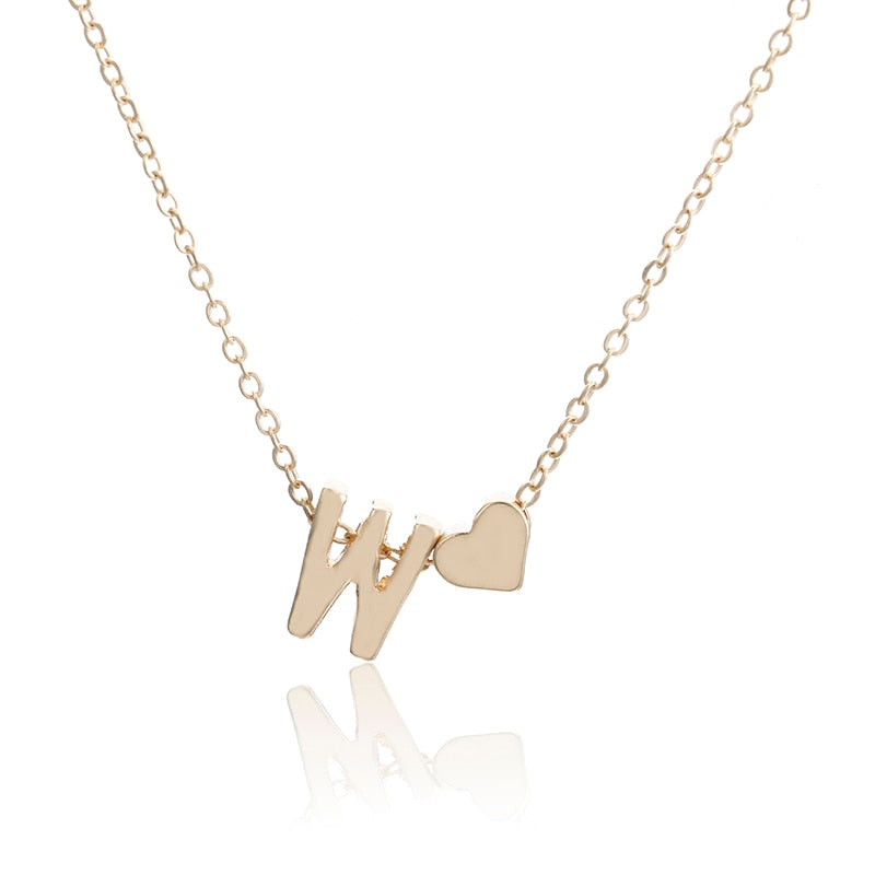 Tiny gold simple necklace letter A- gold color love heart necklace pendant for women girls Best birthday gift jewelry x6