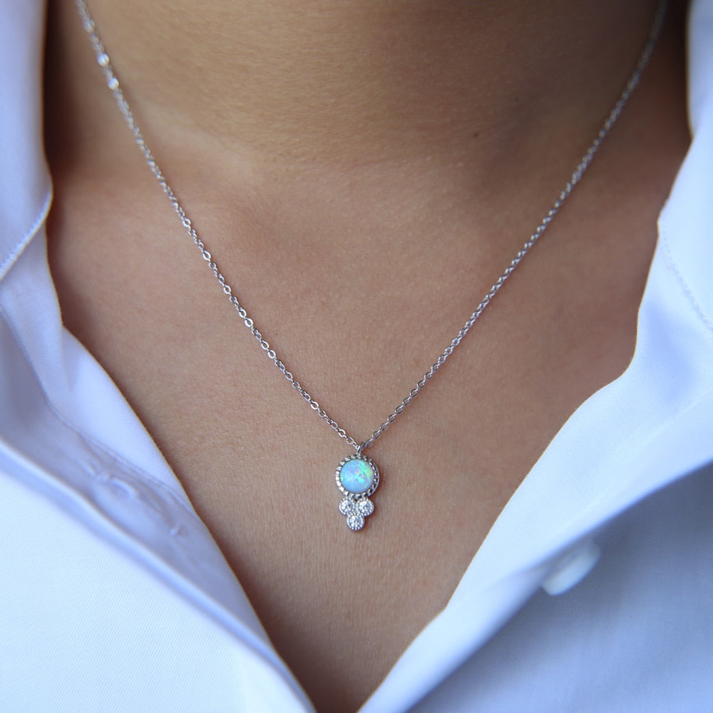 Tiny long cross chain Necklace Oval 925 Sterling Silver Filled opal Necklaces Pendants 2020 New Fashion luxury opal Jewelry Gift