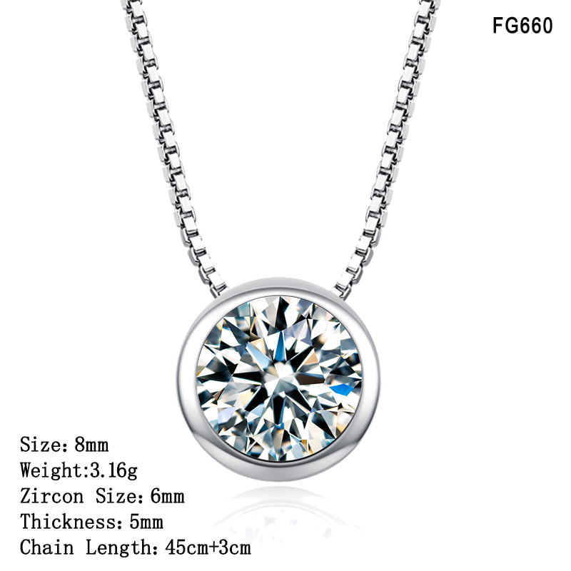 Tisvina 2020 New 925 Sterling Silver Necklaces for women Round Crystal Zircon Pendant Choker Necklace High quality Fine jewelry