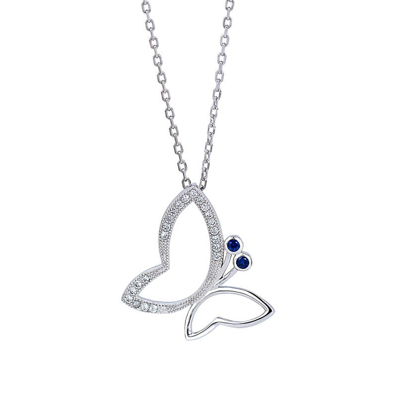Tisvina 2020 New Butterfly Women Pendant Necklaces 925 Sterling Silver jewelry Authentic High Quality Cubic Zircon Female Chain