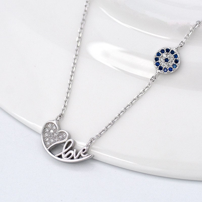 Tisvina 2020 New Love Pendant Necklace for women 925 Sterling Silver Turkey Blue eye Choker Chain Necklaces jewelry