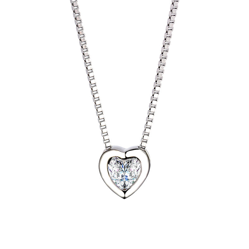 Tisvina Heart Zircon Necklace for women 100% Genuine 925 Sterling Silver Choker Chain Pendant Necklaces for mom Fashion jewelry