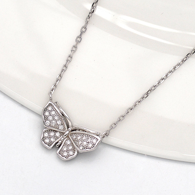 Tisvina Real 925 Sterling Silver Necklace for women Beautiful Butterfly Pendant Chain Choker Necklaces Banquet Wedding jewelry