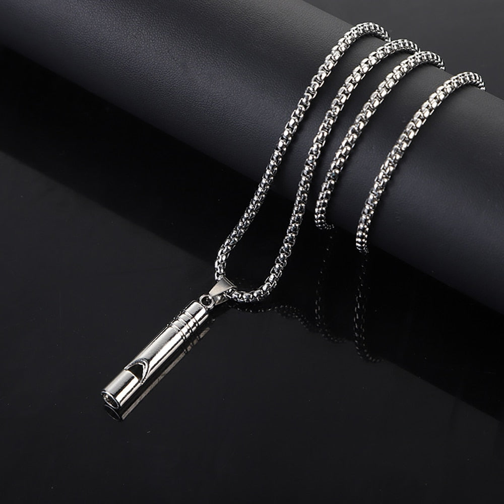Titanium Loud Portable Necklace Whistle for Emergency Survival Outdoor Hiking Camping Hip Hop Jewelry Punk Harajuku