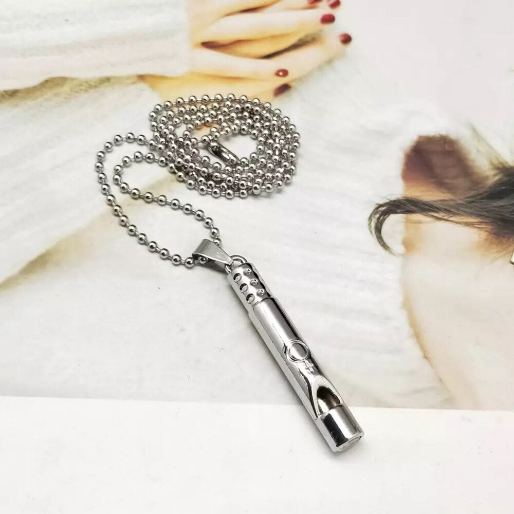 Titanium Loud Portable Necklace Whistle for Emergency Survival Outdoor Hiking Camping Hip Hop Jewelry Punk Harajuku